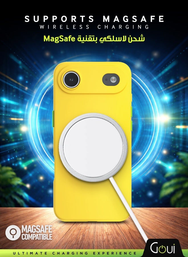 جوي كفر ايفون 17 اير | حماية شاملة | متوافق مع MagSafe | يدعم الشحن اللاسلكي | متعدد الألوان | ملمس ناعم | تصميم مغناطيسي للتثبيت أصفر - Image 3