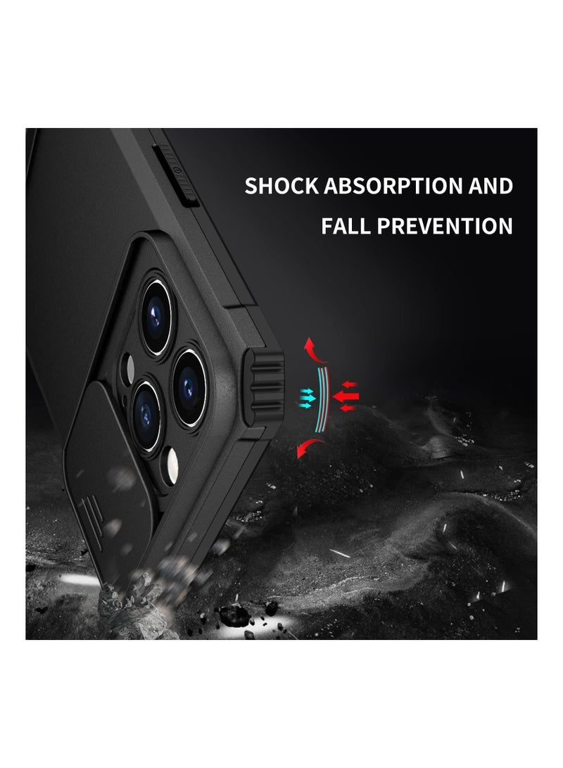 Case Cover For  Apple iPhone 15 Pro Black Mobile Phone , Innovative Telescopic Bracket, Sliding Protection Camera Window, Bumper Shockproof Phone Back Cover  - Image 4