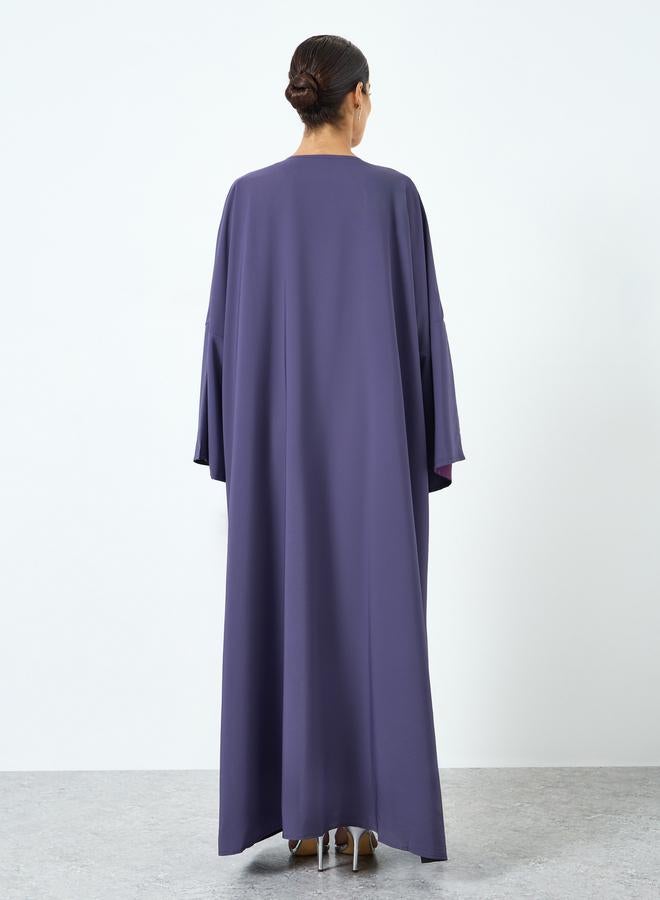 Take Two Women Purple Solid Long Sleeve Abaya - Image 4