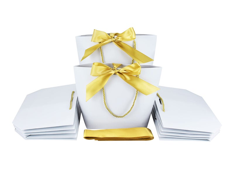 HUAPRINT Gift Bags with Handles74835479 inchesParty Favor Bags with Bow Ribbon12Pcs White Paper Bags for Birthday Wedding Bridesmaid Present Celebration Holiday
