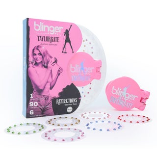 blinger Limited Edition Reflections Starter Set  Pearlized Pink Styling Tool  90 PrecisionCut Glass Crystals  Add Sparkly Gems to your Hair  Perfect for Concerts Festivals Dances  Prom