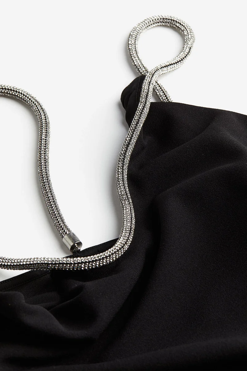 H&M Rhinestone Strap One Shoulder Dress