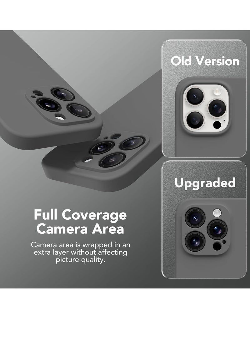 إيف حافظة سيليكون لهاتف iPhone 15 Pro Max، متوافقة مع MagSafe، [حماية الكاميرا] [واقيات شاشة 2X] حافظة هاتف واقية نحيفة مقاومة للصدمات، بطانة ناعمة من الألياف الدقيقة المضادة للخدش، رمادي داكن - Image 3