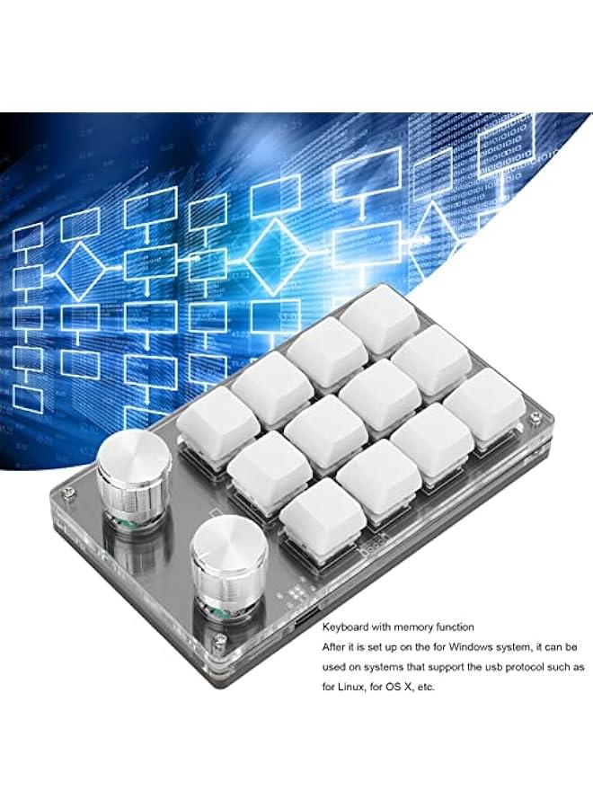 One Handed Mechanical Keyboard 12 Key RGB Gaming Keyboard DIY Programmable Keypad for Office Gaming Lab(Black White) - Image 2