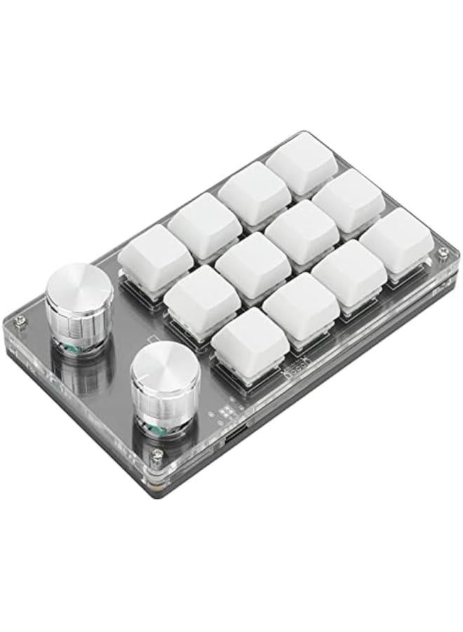 One Handed Mechanical Keyboard 12 Key RGB Gaming Keyboard DIY Programmable Keypad for Office Gaming Lab(Black White) - Image 1