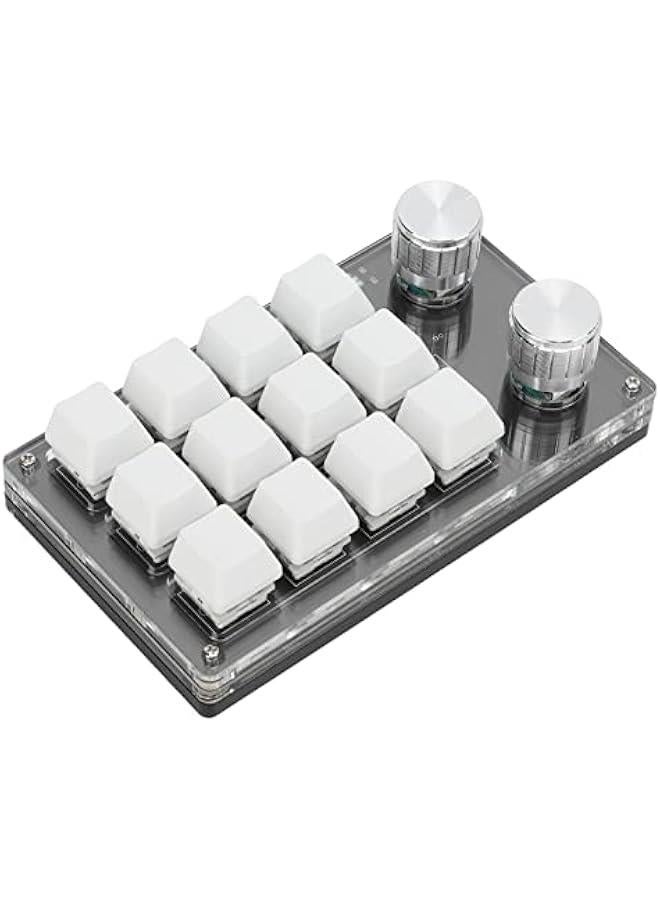 One Handed Mechanical Keyboard 12 Key RGB Gaming Keyboard DIY Programmable Keypad for Office Gaming Lab(Black White) - Image 4