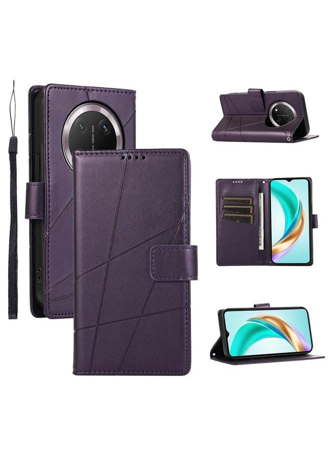 Zaboon Case For Honor X9c Global / Magic7 Lite PU Genuine Leather Texture Embossed Line Phone Case  - Image 1