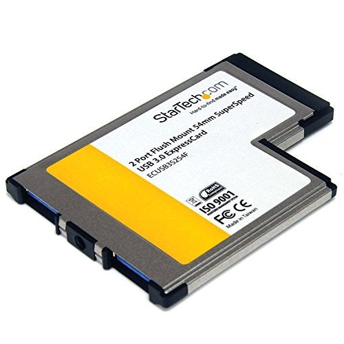 Startech.com StarTechcom 2 Port Flush Mount ExpressCard 54mm SuperSpeed 5Gbps USB 30 Card Adapter with UASP Dual Port Laptop ExpressCard USB 3 Controller TAA ECUSB3S254F - Image 1