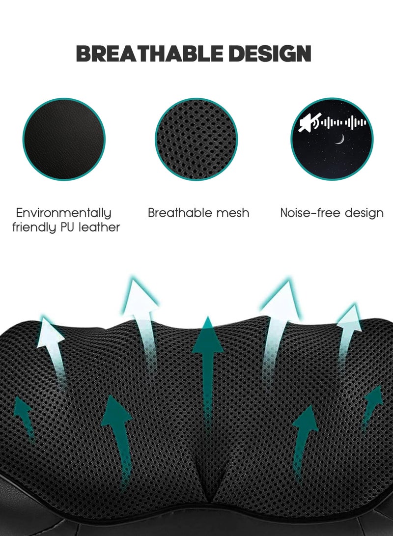 Xkimos Neck Heating Massager, Shiatsu Neck and Back Massager, 3D Deep Tissue Electric Massage Pillow for Neck, Back, Shoulders, Feet, Legs, Suitable for Home, Office and Car Use, Black and Gray  - Image 5