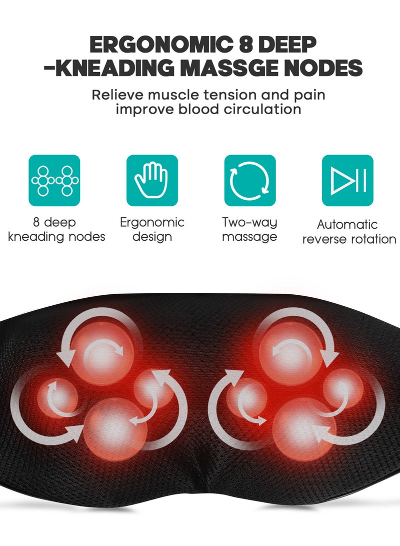 Xkimos Neck Heating Massager, Shiatsu Neck and Back Massager, 3D Deep Tissue Electric Massage Pillow for Neck, Back, Shoulders, Feet, Legs, Suitable for Home, Office and Car Use, Black and Gray  - Image 2