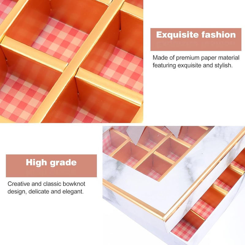 PAMINGONO Valentine’s Day Chocolate Box 25-grid Gray Candy Wrapping Box with Bowknot for Festival Packaging and Romantic Present - Image 3