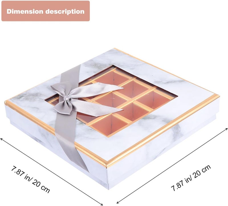 PAMINGONO Valentine’s Day Chocolate Box 25-grid Gray Candy Wrapping Box with Bowknot for Festival Packaging and Romantic Present - Image 2