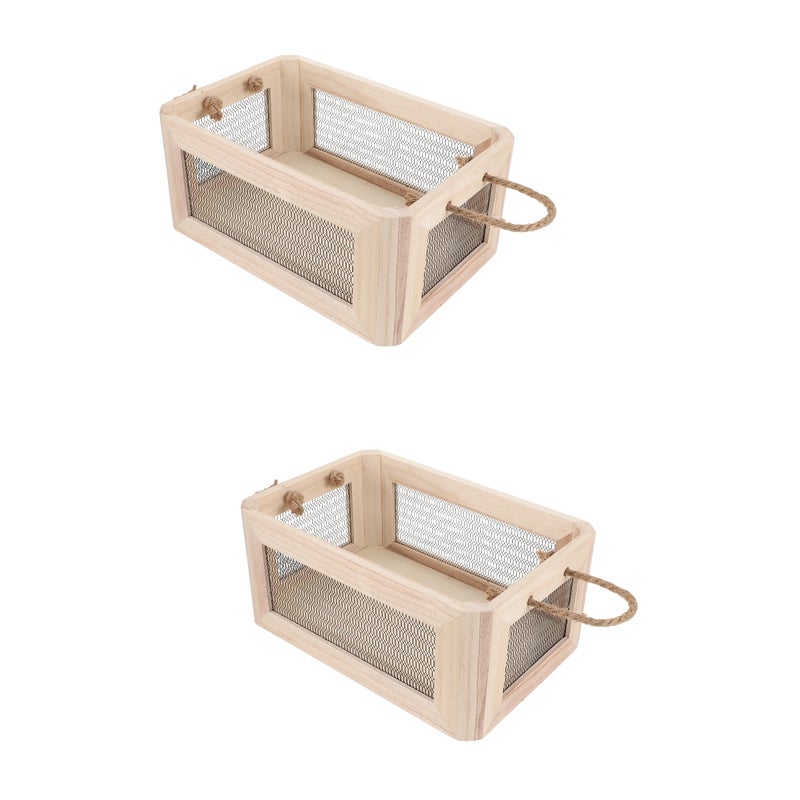 2pcs Cube Storage Bin Cube Organizer with Handle Sundries Storage Wire Box - Image 1