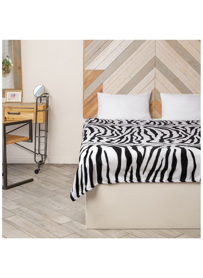 Fabienne Silky Soft Zebra Printed Single Blanket Black/White 150x200cm  - Image 4