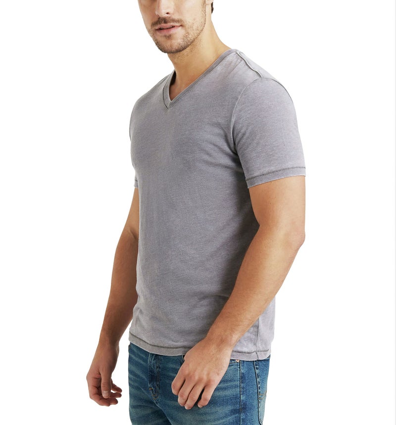 Lucky Brand Men's Venice Burnout V-Neck Tee Shirt, Frost Grey, Large - Image 3