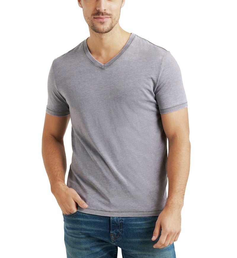 Lucky Brand Men's Venice Burnout V-Neck Tee Shirt, Frost Grey, Large - Image 5