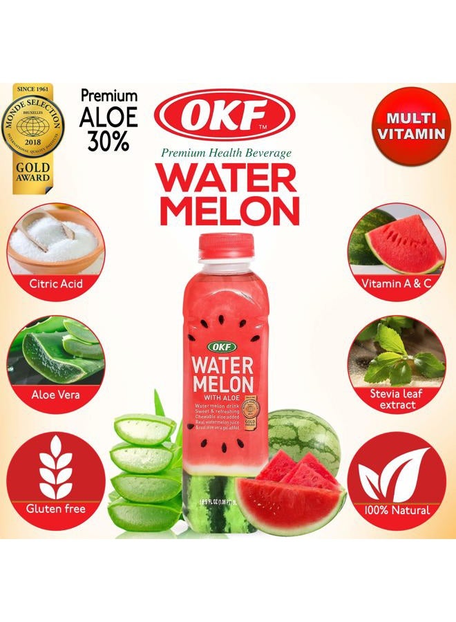 OKF Watermelon with Aloe Vera Drink, Sweet and Refreshing W/Chewable Aloe added. Real Watermelon Juice and Real Aloe Vera Gel Added, 16.9 Fluid Ounce (Pack OF 10) - Image 4