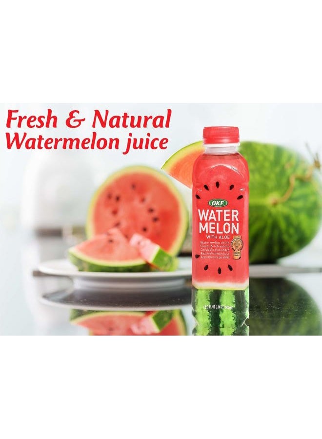 OKF Watermelon with Aloe Vera Drink, Sweet and Refreshing W/Chewable Aloe added. Real Watermelon Juice and Real Aloe Vera Gel Added, 16.9 Fluid Ounce (Pack OF 10) - Image 3