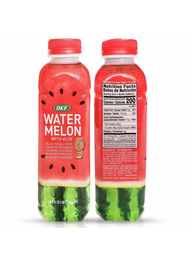 OKF Watermelon with Aloe Vera Drink, Sweet and Refreshing W/Chewable Aloe added. Real Watermelon Juice and Real Aloe Vera Gel Added, 16.9 Fluid Ounce (Pack OF 10) - Image 2