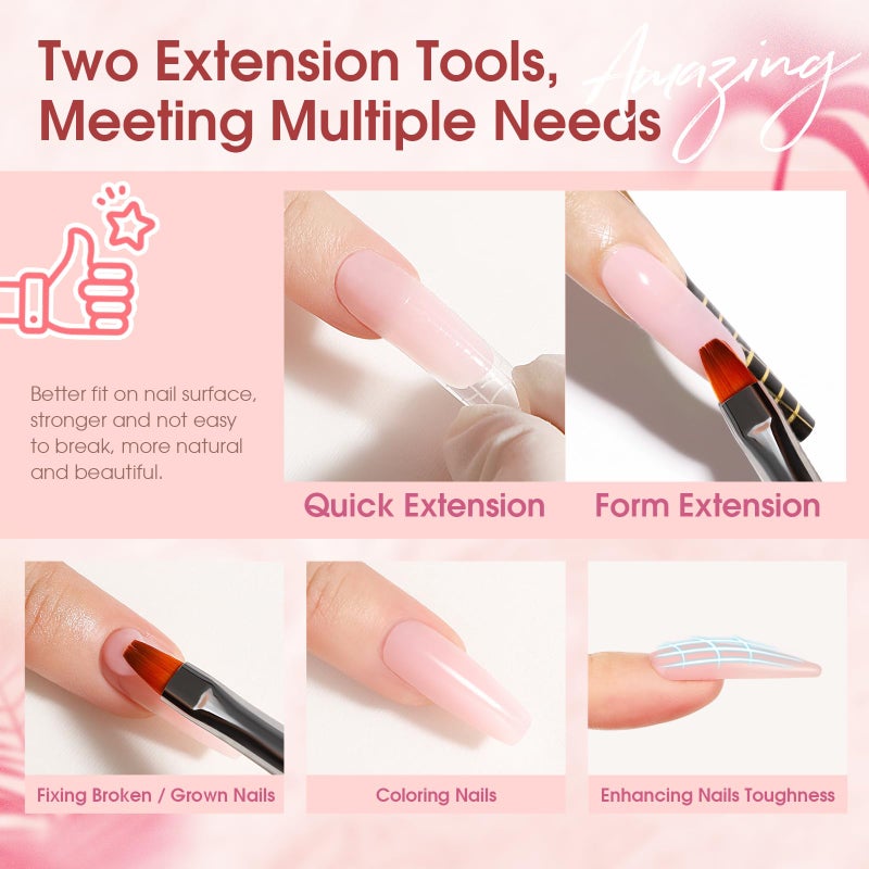 ROSALIND Poly Nail Gel Kit -20 Colors + 76 Nail Art Accessories kit Clear Nude Poly Nails Gel Starter Kit With Slip Solution Pro Nude Pink Nail Extensions with Mini UV Lamp - Image 5