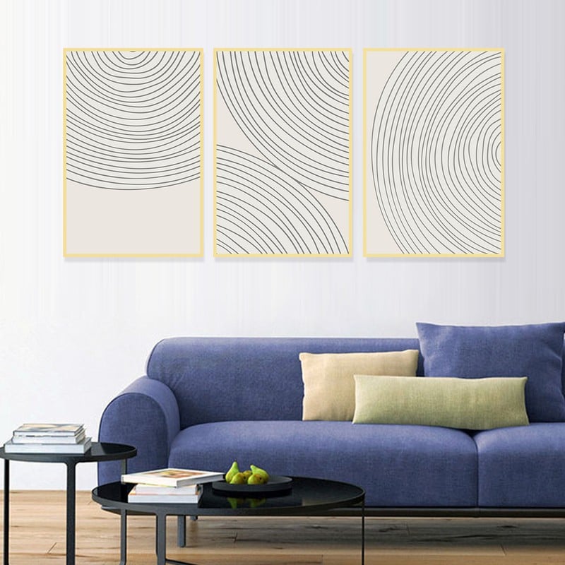 ماركتنا ثلاث لوحات قماشية بتصميم الفن البوهيمي مع برواز مجوف مقاس (120×60) ثلاث قطع - Image 1