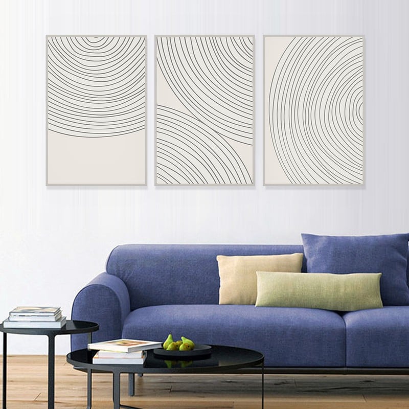 ماركتنا ثلاث لوحات قماشية بتصميم الفن البوهيمي مع برواز مجوف مقاس (120×60) ثلاث قطع - Image 3