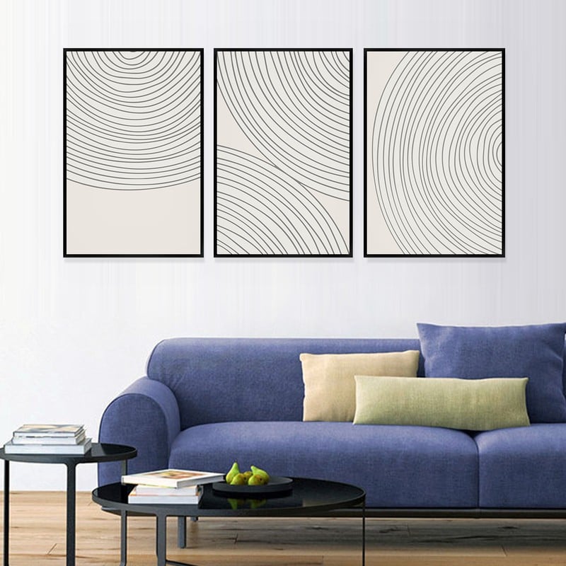 ماركتنا ثلاث لوحات قماشية بتصميم الفن البوهيمي مع برواز مجوف مقاس (120×60) ثلاث قطع - Image 2