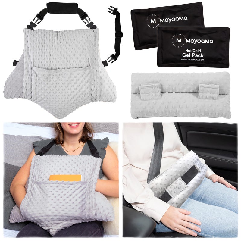MOYOAMA 4 Pc Hysterectomy Pillow Set â€“ Incl Seatbelt Cushion & 2 Gel Packs for Soothing Relief â€“ After Hysterectomy Recovery Must-Haves, Post-Op C-Section Pillow Gifts, Abdominal Surgery Recovery - Image 1