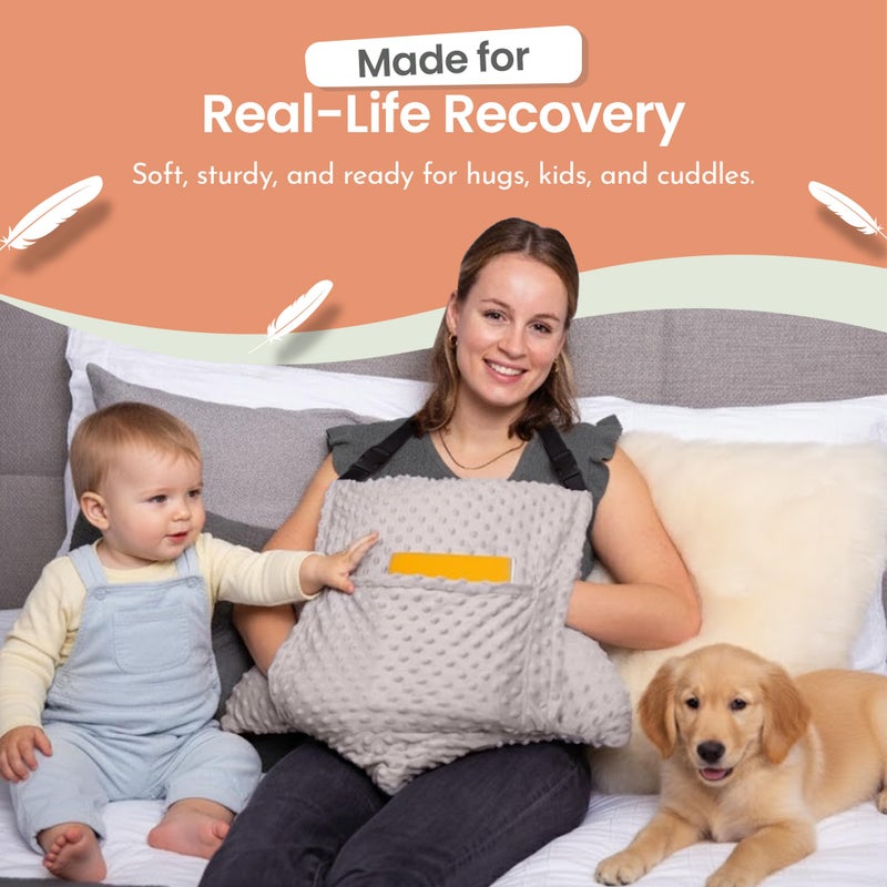MOYOAMA 4 Pc Hysterectomy Pillow Set â€“ Incl Seatbelt Cushion & 2 Gel Packs for Soothing Relief â€“ After Hysterectomy Recovery Must-Haves, Post-Op C-Section Pillow Gifts, Abdominal Surgery Recovery - Image 4