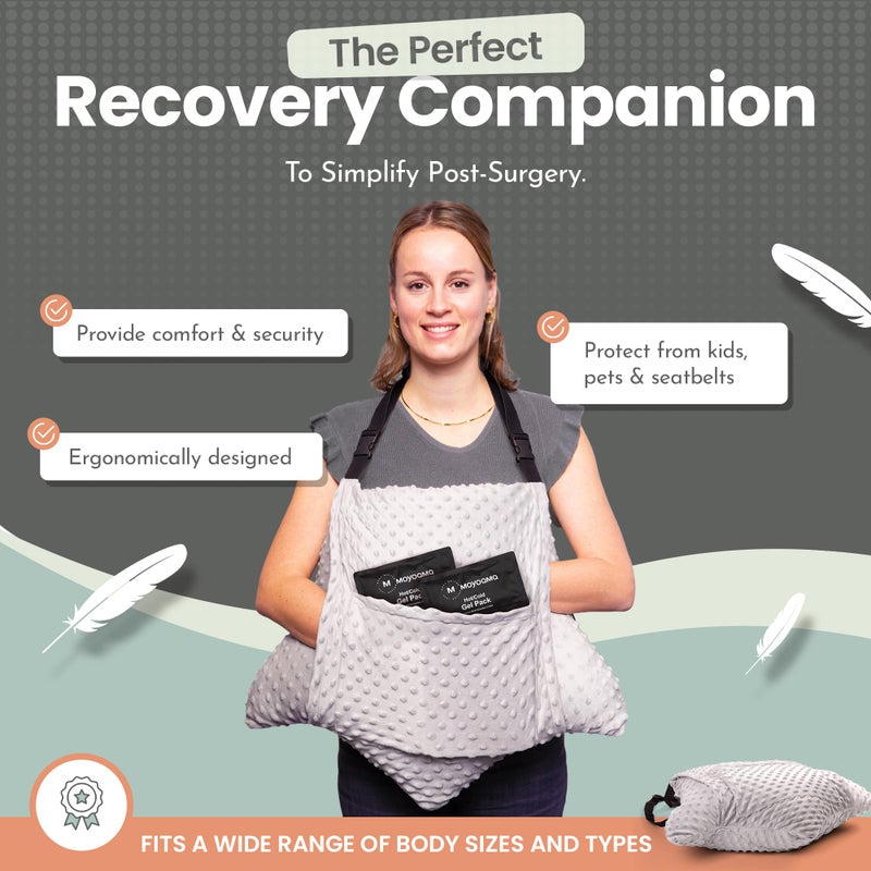 MOYOAMA 4 Pc Hysterectomy Pillow Set â€“ Incl Seatbelt Cushion & 2 Gel Packs for Soothing Relief â€“ After Hysterectomy Recovery Must-Haves, Post-Op C-Section Pillow Gifts, Abdominal Surgery Recovery - Image 2