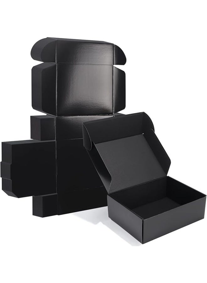 صناديق شحن كرتون مموج مقاس 37×28.8×9.7 سم عبوة 20 قطعة، علب تغليف كرتونية للأعمال الصغيرة، صناديق قابلة للطي بدون لاصق، للتجارة الإلكترونية والهدايا والتخزين(أسود) - Image 1