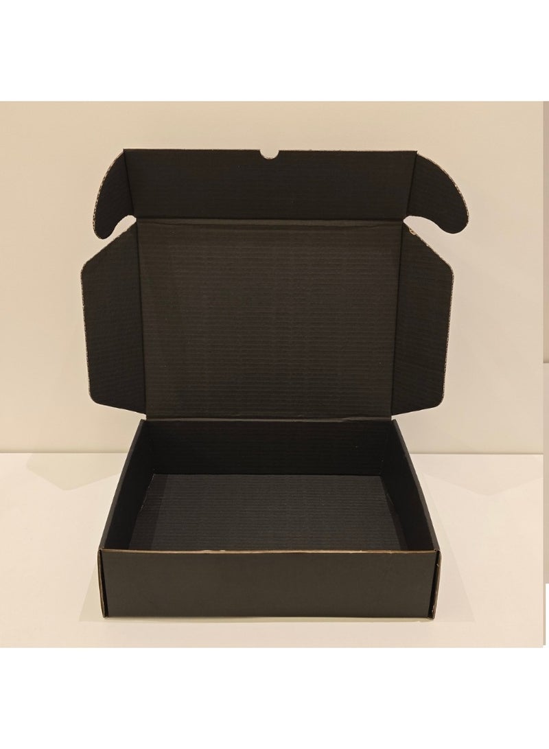 صناديق شحن كرتون مموج مقاس 37×28.8×9.7 سم عبوة 20 قطعة، علب تغليف كرتونية للأعمال الصغيرة، صناديق قابلة للطي بدون لاصق، للتجارة الإلكترونية والهدايا والتخزين(أسود) - Image 3