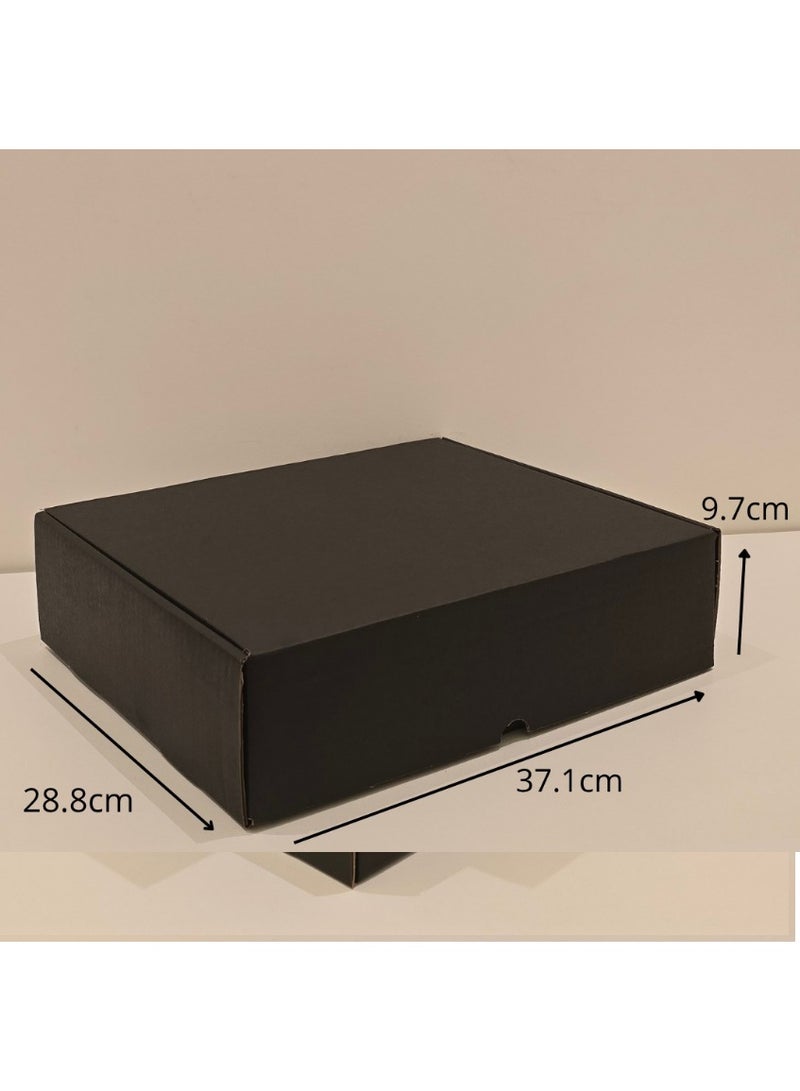 صناديق شحن كرتون مموج مقاس 37×28.8×9.7 سم عبوة 20 قطعة، علب تغليف كرتونية للأعمال الصغيرة، صناديق قابلة للطي بدون لاصق، للتجارة الإلكترونية والهدايا والتخزين(أسود) - Image 4