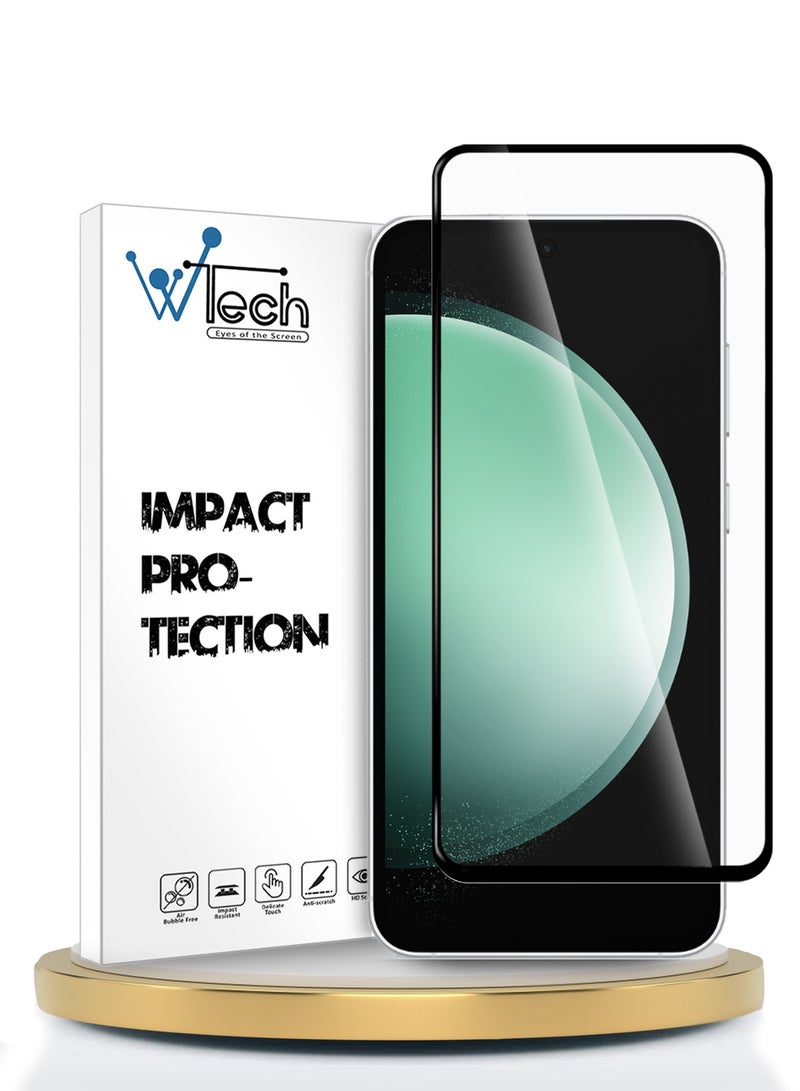 Wtech Samsung Galaxy S24 FE 5G 2024 Premium E2E Full Glue Full Cover Tempered Glass Screen Protector (MSGECN) - Clear/Black - Image 1