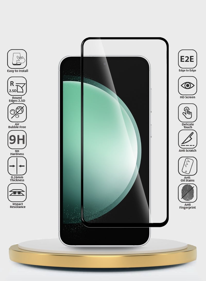 Wtech Samsung Galaxy S24 FE 5G 2024 Premium E2E Full Glue Full Cover Tempered Glass Screen Protector (MSGECN) - Clear/Black - Image 2