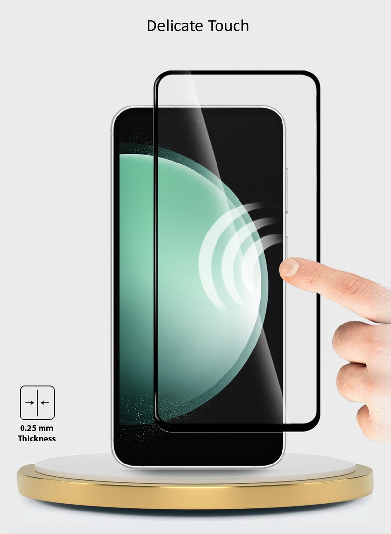 Wtech Samsung Galaxy S24 FE 5G 2024 Premium E2E Full Glue Full Cover Tempered Glass Screen Protector (MSGECN) - Clear/Black - Image 5