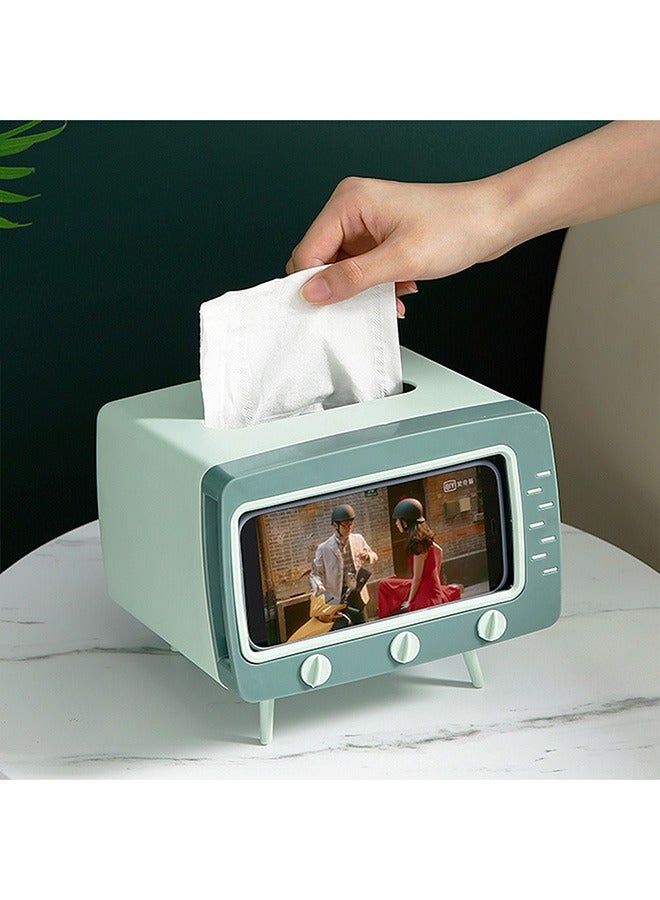 Creative Tissue Box TV Shaped Tissue Box 2-in-1 Tissue Box Phone Holder Multifunctional Mobile Phone Holder Household Tissue Box Phone Holder for Bedroom Home and Office - Image 2