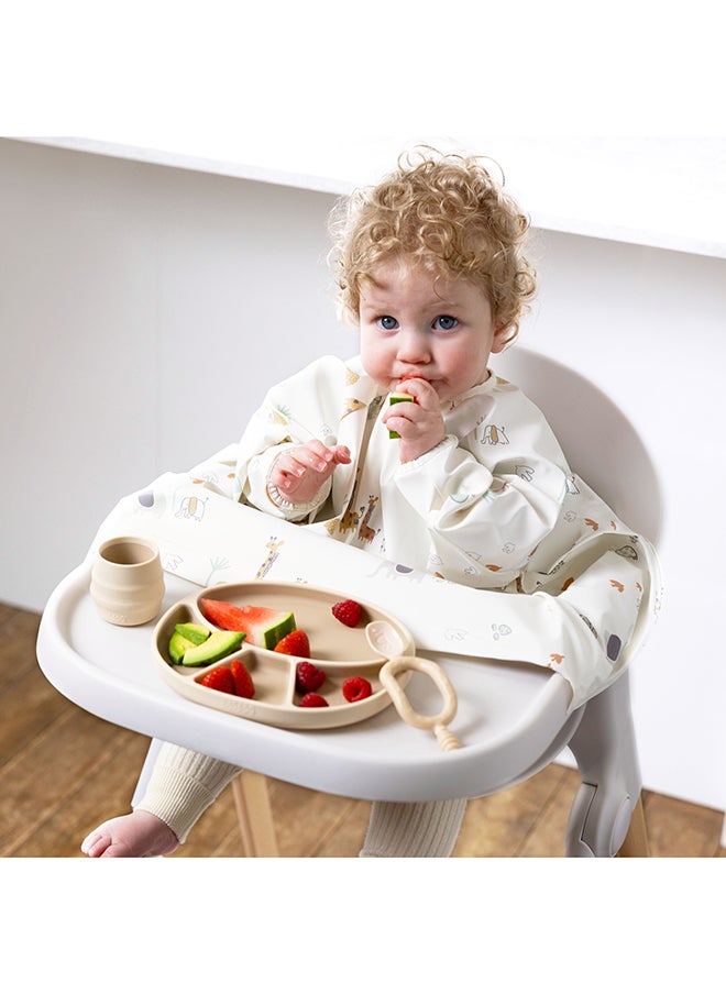 bibado - Silicone Suction Divider Plate,  Teaching Little Ones Cutlery Control And Vital Independent Feeding Skills Suitable For 6 Months To 3 Years - Fawn - Image 1