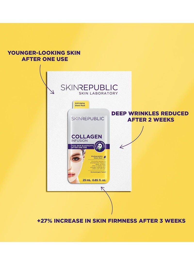 سكين ريبابلك قناع ورقي غني بالكولاجين وفيتامين E - يساعد في علاج الخطوط الدقيقة والتجاعيد، لبشرة أكثر شبابًا (عبوة من 10 قطع) - Image 3