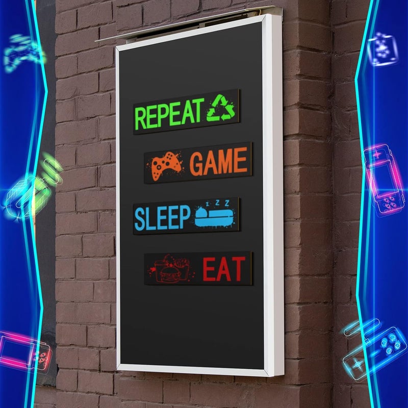 Queekay Assorted trendy color picks 4 Pcs Gaming Wall Decor for Room Gaming Decorations Signs Printed Video Game Wall Art Colorful Gaming Posters for Game Themed Room Wall, 8 x 3 Inch(Modern,Bright Color) Space saving design picks - Image 5