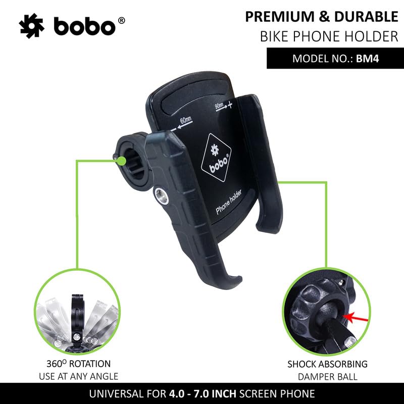 Bobo BM4 Jaw-Grip Waterproof Bike/Motorcycle/Scooter Mobile Phone Holder Mount, Ideal for Maps and GPS Navigation (Black) - Image 2