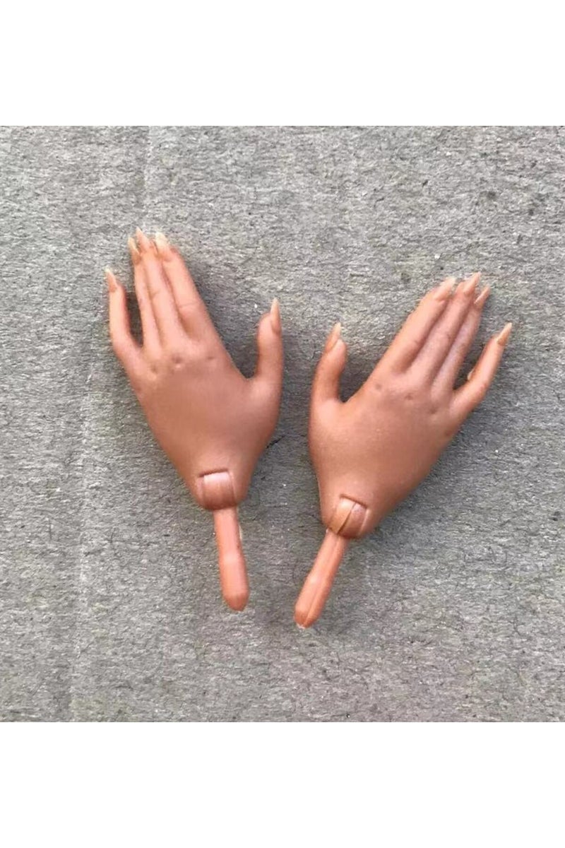 أيدي بنية فاتحة، نظارات دمية أصلية، أحذية، قبعات، جزم، ملابس، ديكورات، بديل للدمية، أبيض وبيج