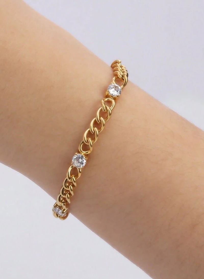 إيكوال اسوارة نسائية أنيقة وعالية الجودة مصنوعة من الاستانلس ستيل مطلية باللون الذهبي - Image 1