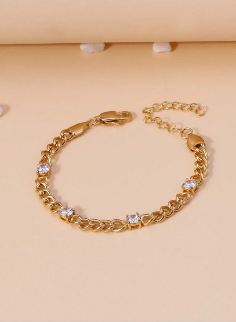 إيكوال اسوارة نسائية أنيقة وعالية الجودة مصنوعة من الاستانلس ستيل مطلية باللون الذهبي - Image 2