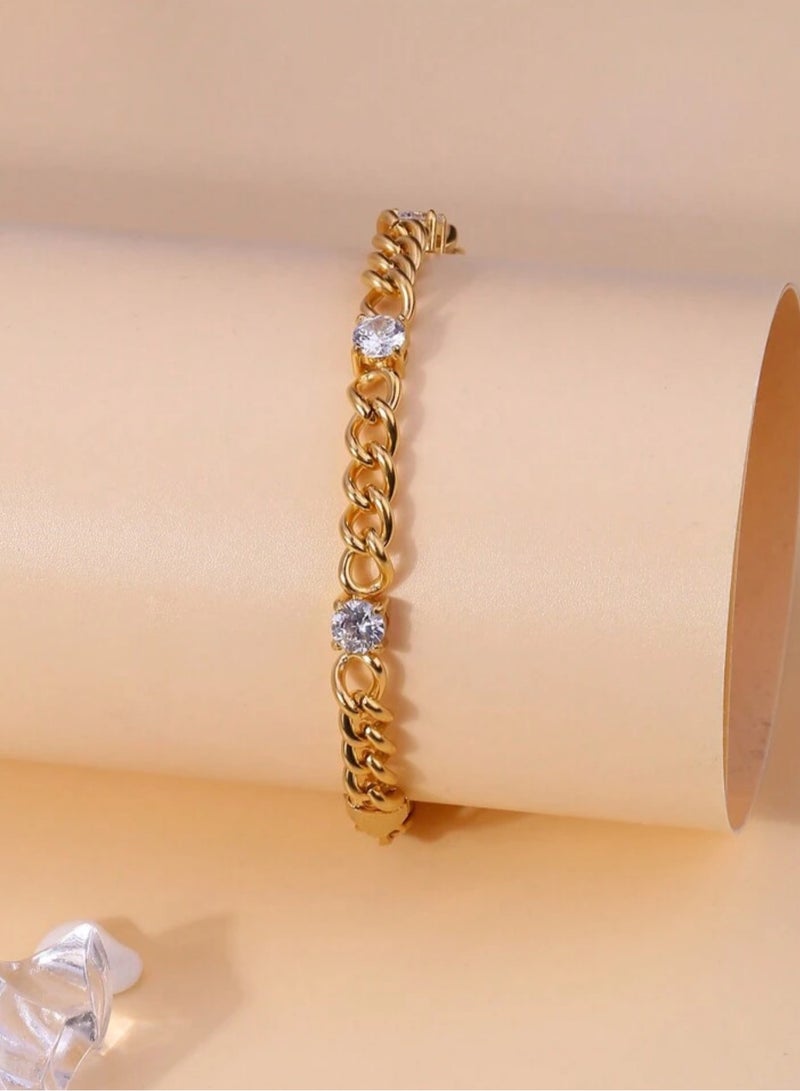 إيكوال اسوارة نسائية أنيقة وعالية الجودة مصنوعة من الاستانلس ستيل مطلية باللون الذهبي - Image 3