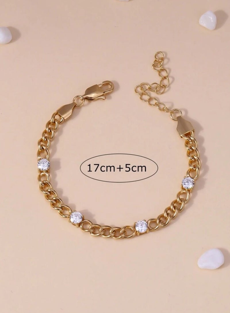 إيكوال اسوارة نسائية أنيقة وعالية الجودة مصنوعة من الاستانلس ستيل مطلية باللون الذهبي - Image 4