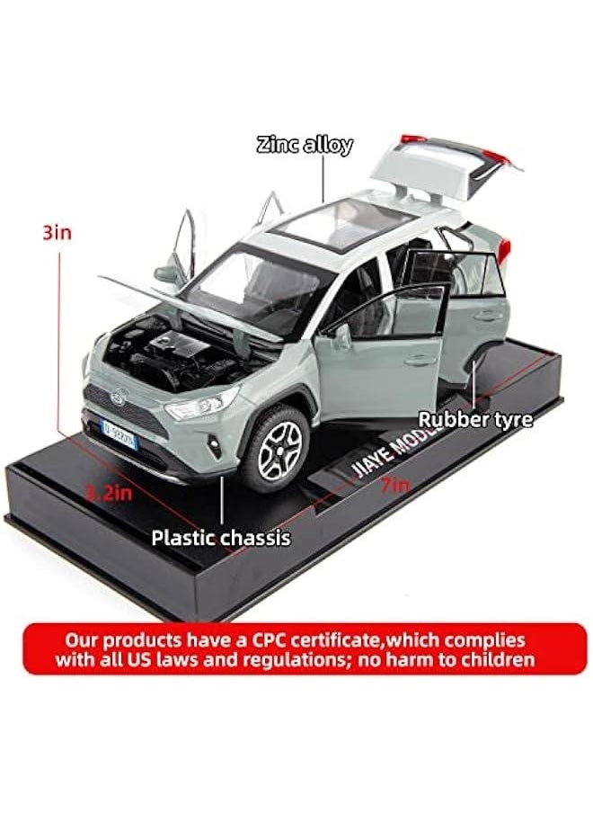 Generic - Model Car 1/32 RAV4 Alloy Diecast Collectible Toy Car with Light and Sound Toy Vehicle Door Can Be Opened for Boys Kids Toddler Gift (Gray) - Image 1