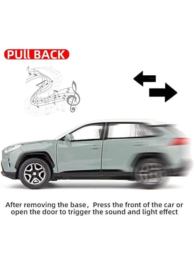 Generic - Model Car 1/32 RAV4 Alloy Diecast Collectible Toy Car with Light and Sound Toy Vehicle Door Can Be Opened for Boys Kids Toddler Gift (Gray) - Image 1