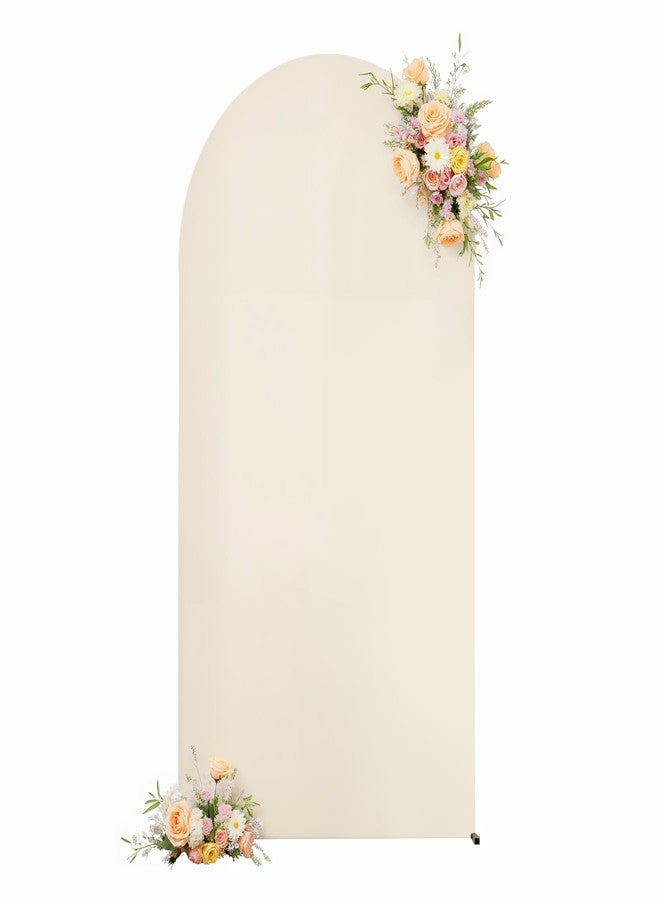 HB HBB MAGIC 6.6FT Wedding Arch Backdrop Cover, Beige Stretchy Arch Covers Round Top Chiara Backdrop Cover for Wedding Birthday Party Baby Shower Banquet Arch Decor(Beige) - Image 1