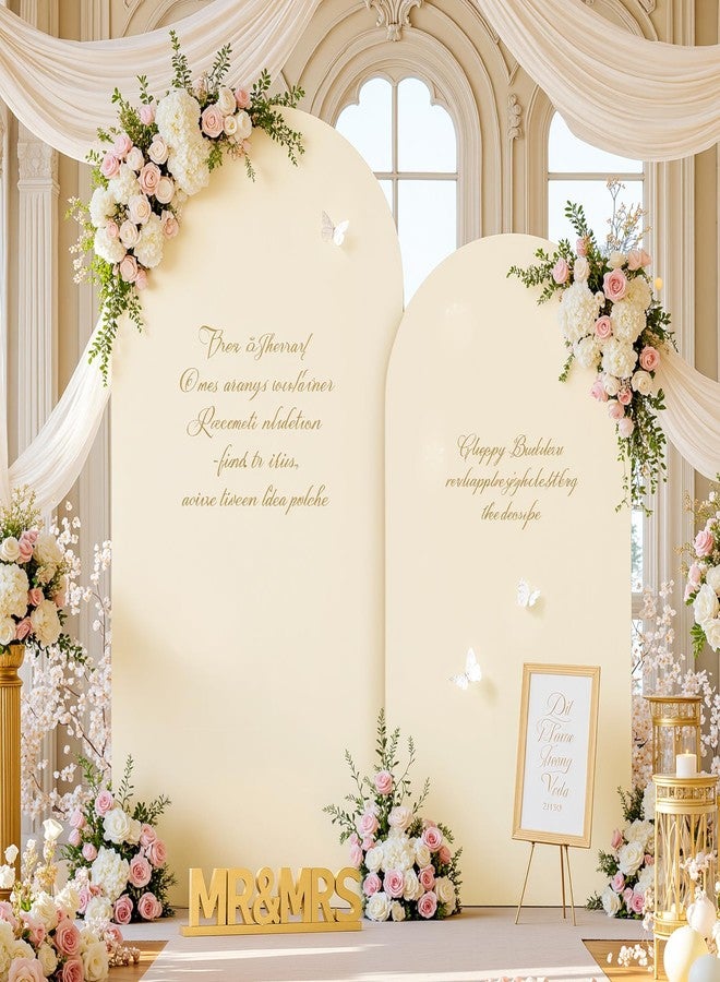 HB HBB MAGIC 6.6FT Wedding Arch Backdrop Cover, Beige Stretchy Arch Covers Round Top Chiara Backdrop Cover for Wedding Birthday Party Baby Shower Banquet Arch Decor(Beige) - Image 3